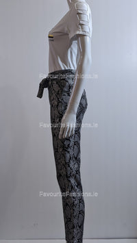 Grey Snake Print Belted Trouser