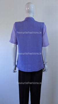 Lavender Button Up Knitted Waistcoat with Pockets