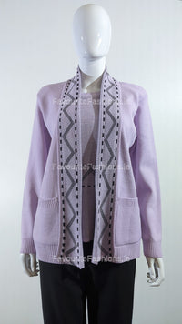 Lavender Stitched Design Pattern Twinset Jumper