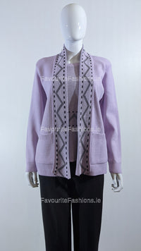 Lavender Stitched Design Pattern Twinset Jumper