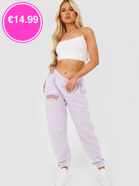 Lilac Boston Embroidered Fleece Jogger