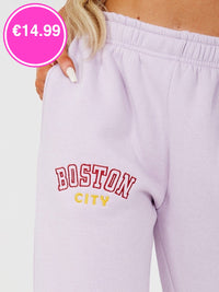 Lilac Boston Embroidered Fleece Jogger