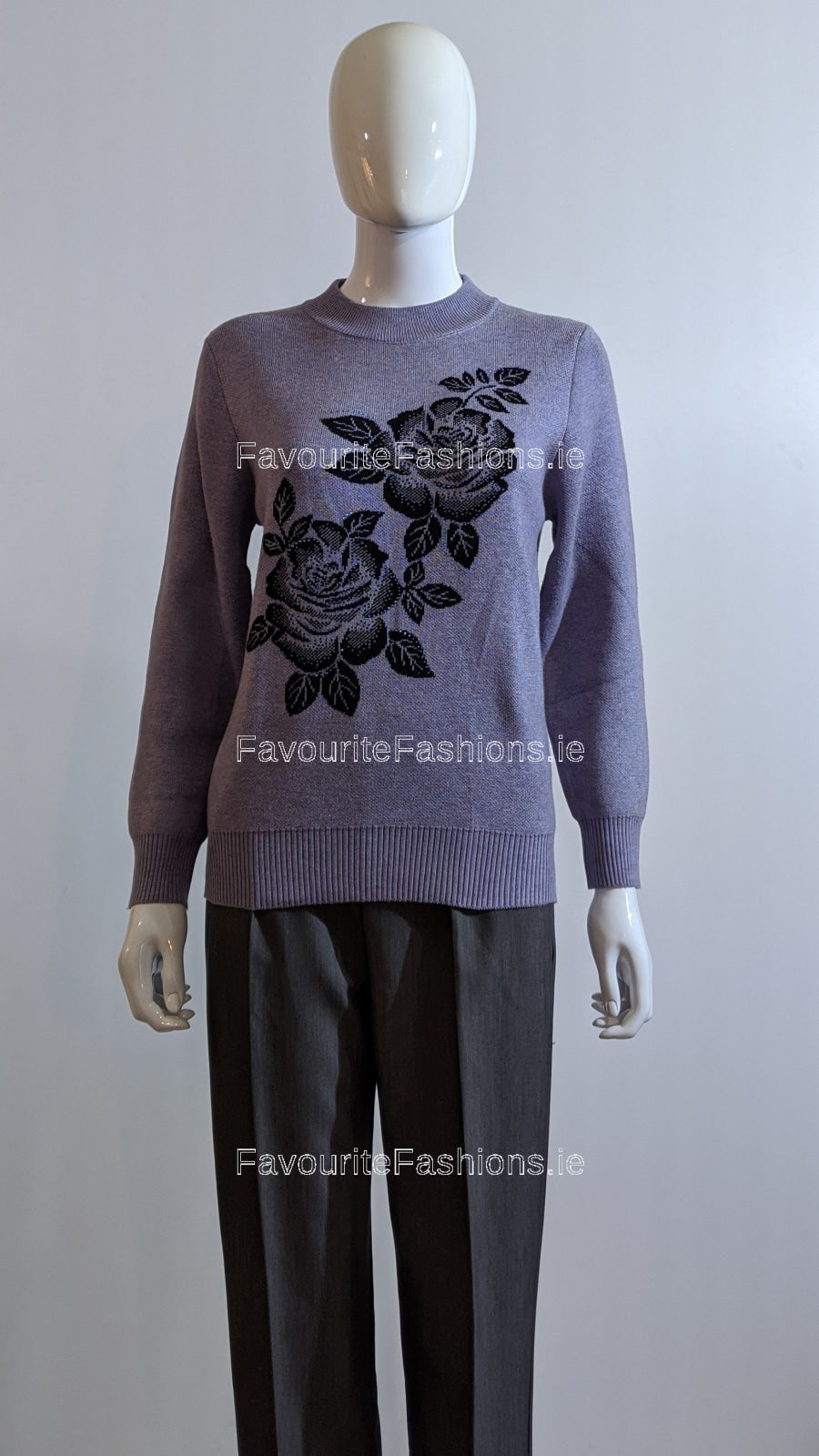 Lilac Floral Pattern Glitter Design Jumper