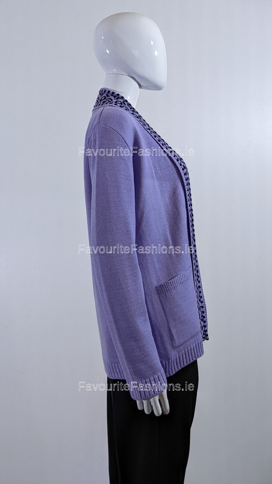 Lilac Pattern Open Cardigan with Pockets