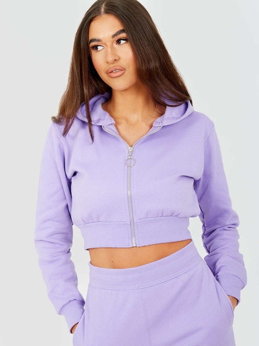 Lilac Purple Zip Hoodie Jogger Tracksuit –