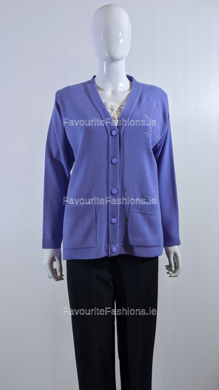 Lilac V-Neck Button Pocket Cardigan