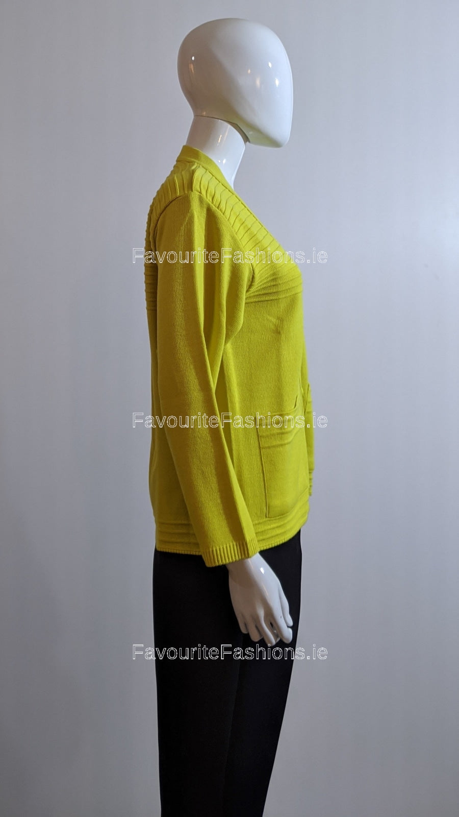 Lime V-Neck Two Pocket Cardigan