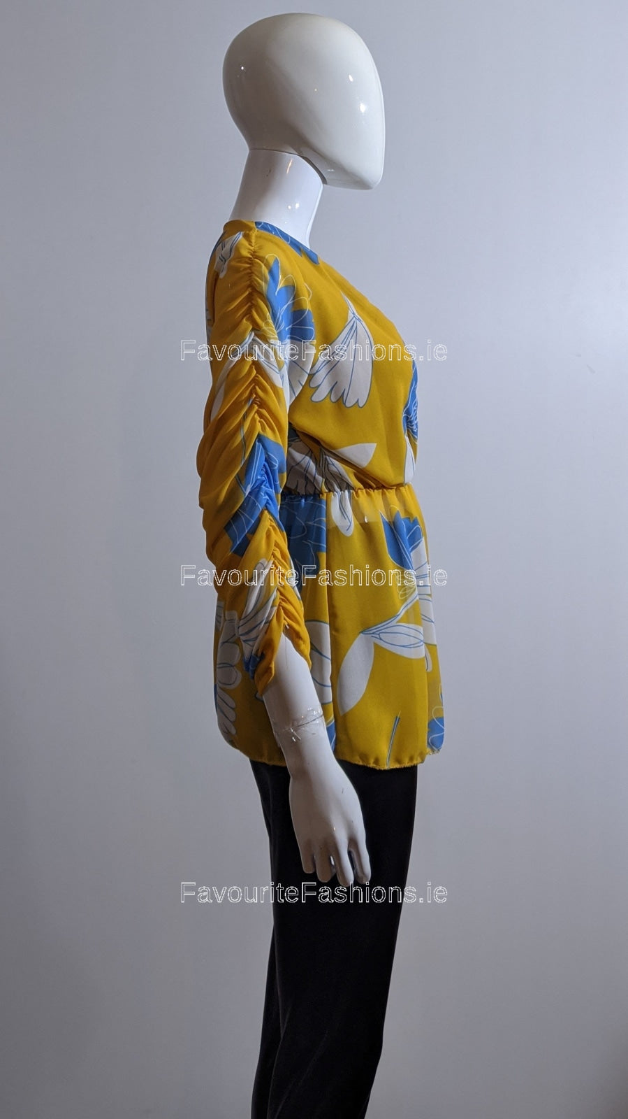 Mustard Floral Wrap Front Top