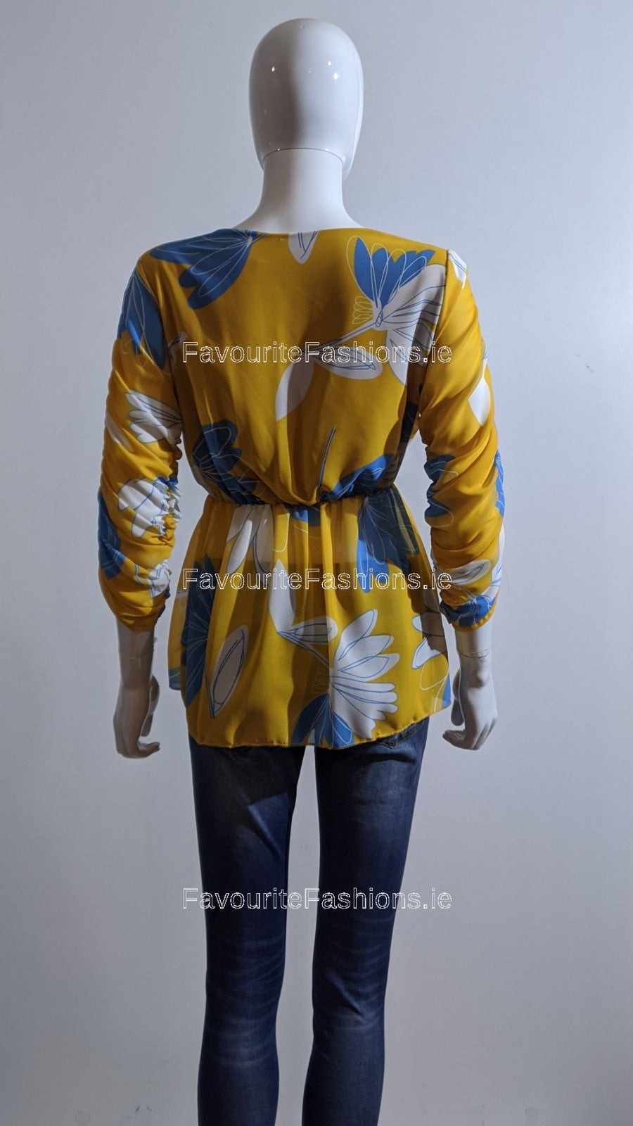 Mustard Floral Wrap Front Top