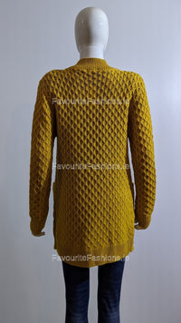 Mustard Knit Design Open Cardigan