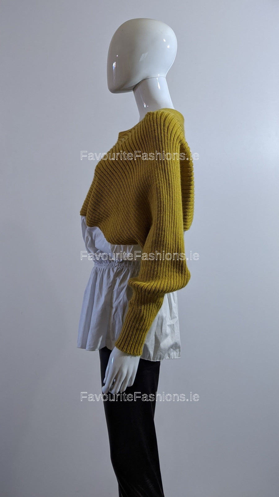 Mustard Knitted Contrast Shirt Jumper