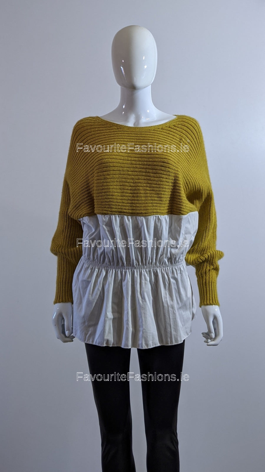 Mustard Knitted Contrast Shirt Jumper