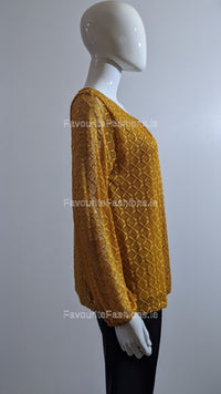 Mustard Lace Design Top