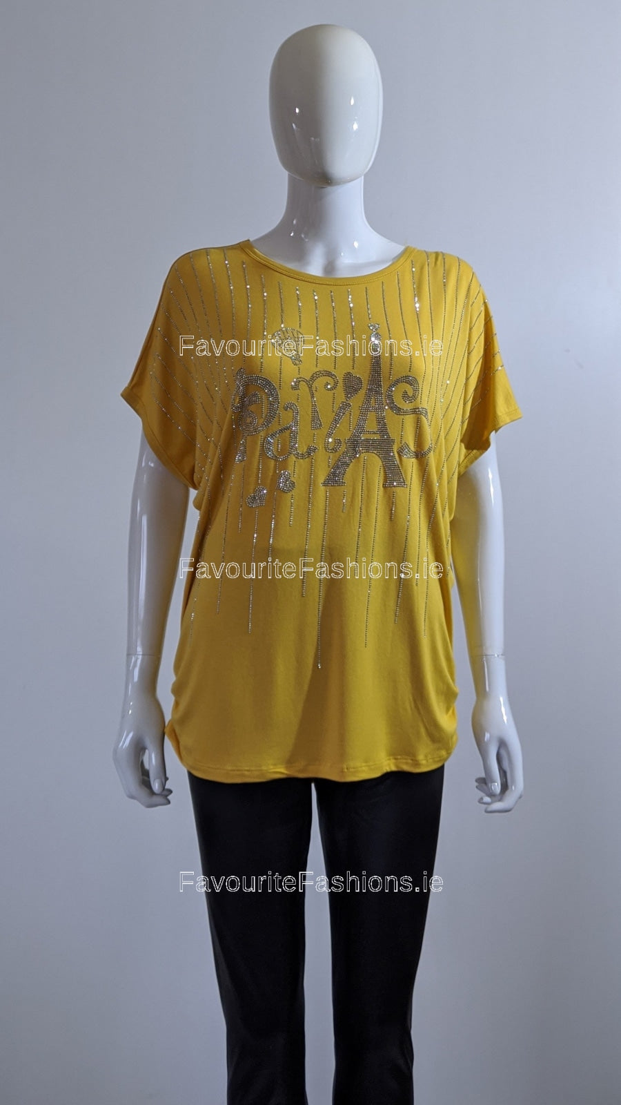 Mustard 'Paris' Glitter Top