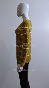 Mustard Pattern Detail Knit Jumper