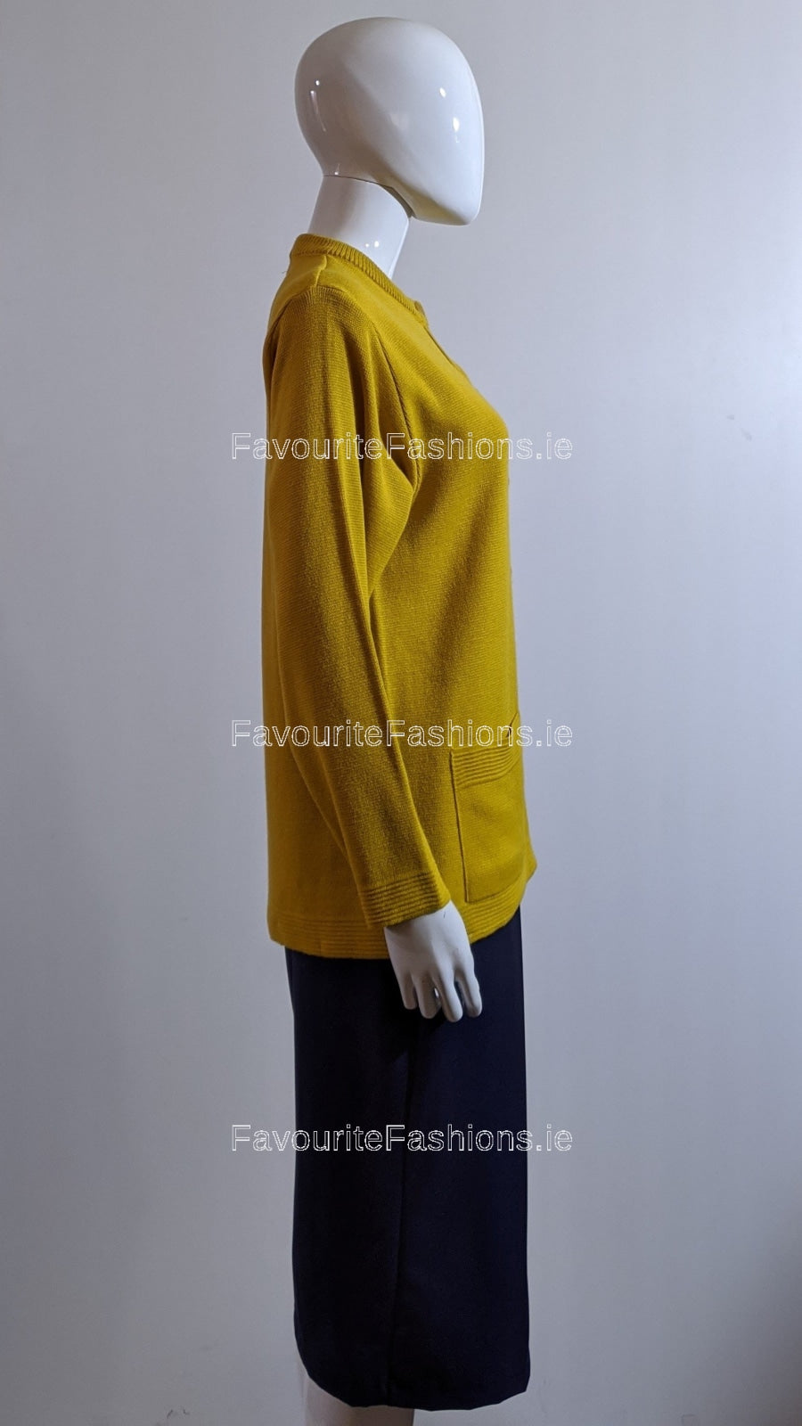 Mustard Round Neck Button Cardigan