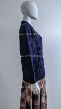 Navy Button Up Design Cardigan