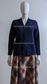 Navy V-Neck Button Pocket Cardigan