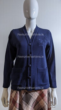 Navy V-Neck Button Pocket Cardigan