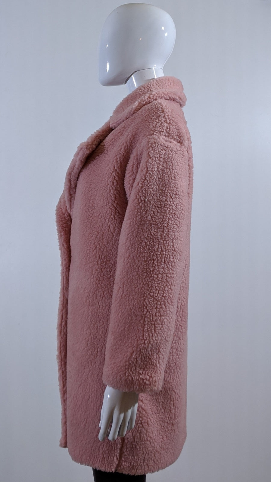 Pink Button Up Lined Teddy Coat