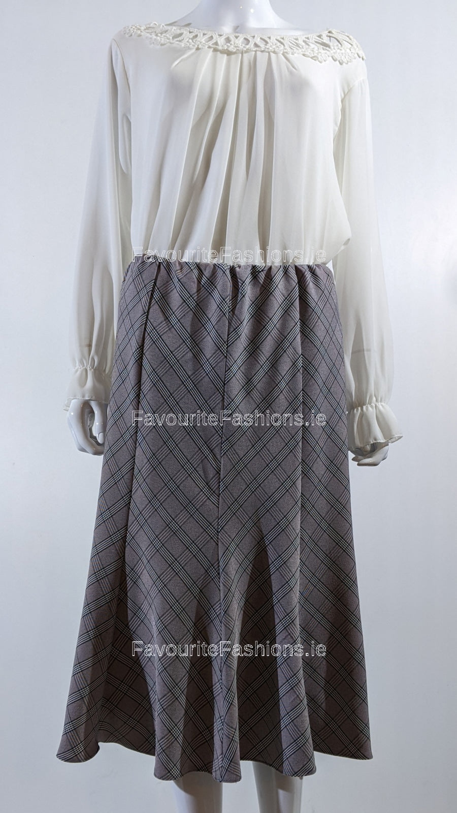 Pink Elasticated Lined A-Line Diamond Checked Skirt