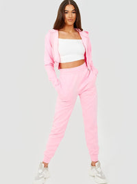 Pink Zip Hoodie Jogger Tracksuit