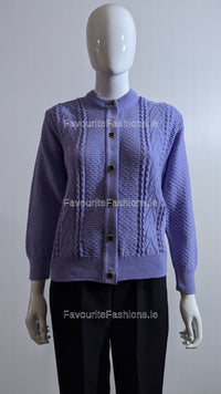 Purple Button Up Design Cardigan