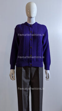 Purple Button Up Design Cardigan