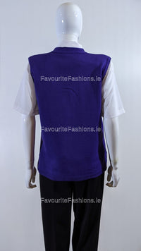 Purple Button Up Knitted Waistcoat Cardigan with Pockets