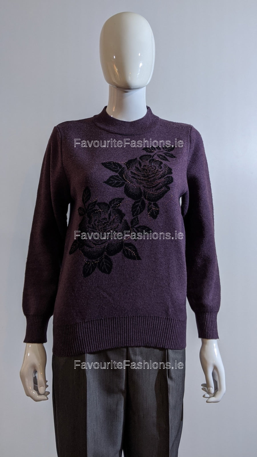 Purple Floral Pattern Glitter Design Jumper