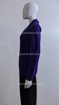 Purple Four Button Cable Knit Jumper