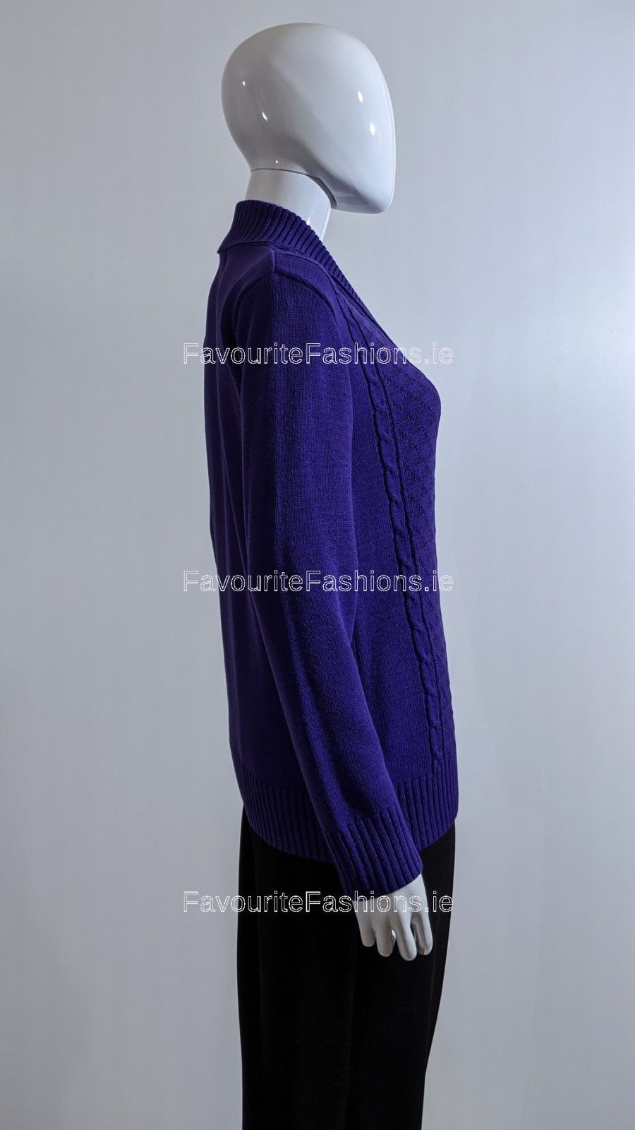 Purple Four Button Cable Knit Jumper