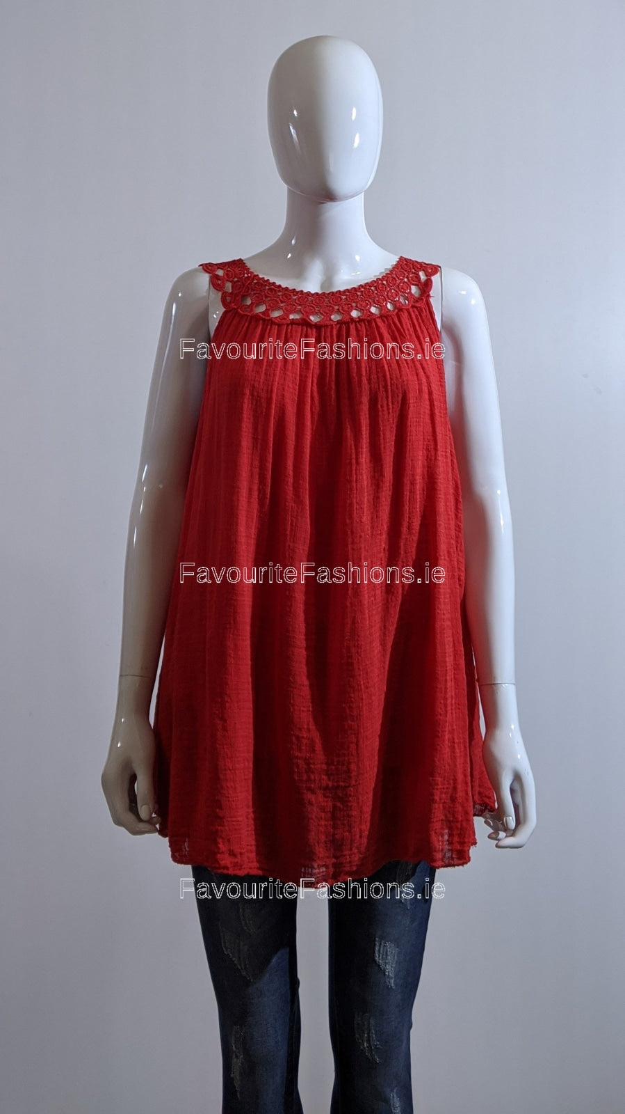 Red Cotton Vest Top