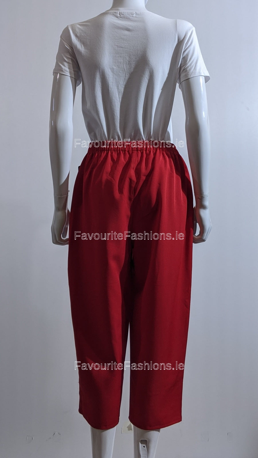 Red Cropped Cotton Trouser