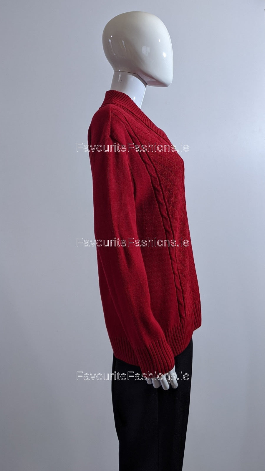 Red Four Button Cable Knit Jumper