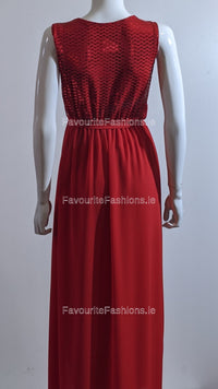 Red Sparkle Glitter Long Dress