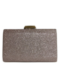 Rose Gold Pleated Glitter Clutch Bag with Handle