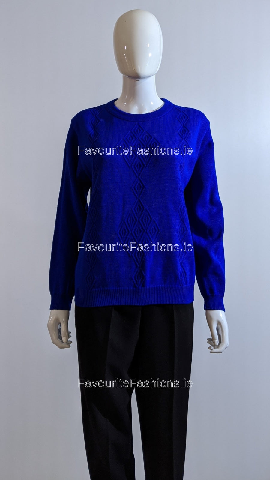 Royal Blue Round Neck Diamond Design Jumper