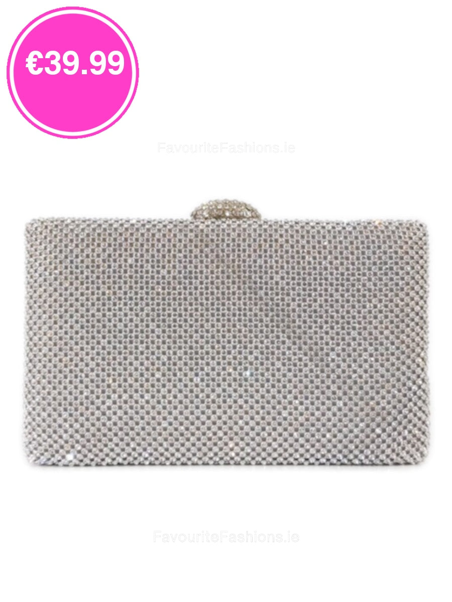 White diamante clutch online bag