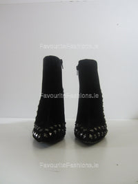 Stiletto Heel Studded Faux Suede Ankle Boot