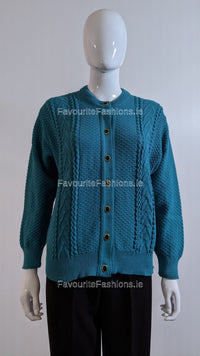 Teal Button Up Design Cardigan