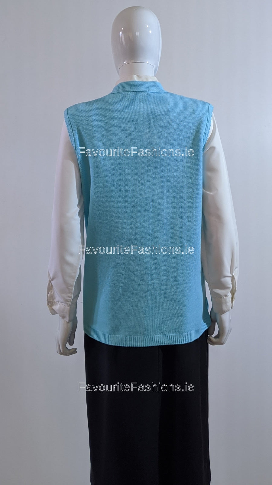 Turquoise Button Up Knitted Waistcoat with Pockets