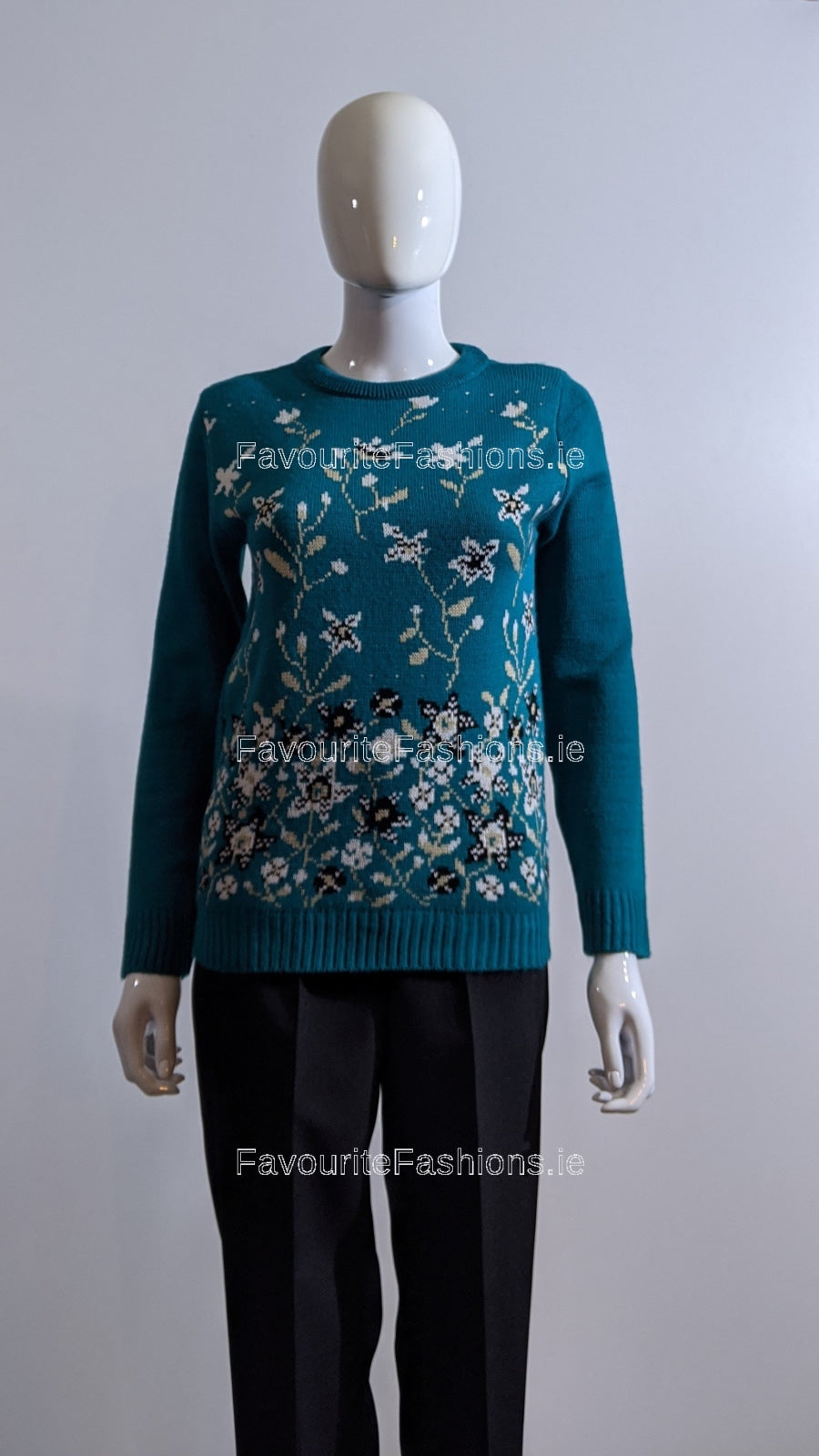 Turquoise Floral Print Jumper