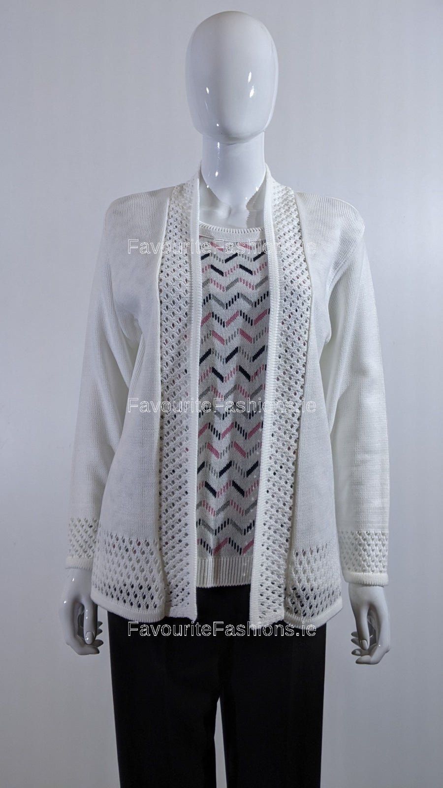 White Pattern Twinset Jumper