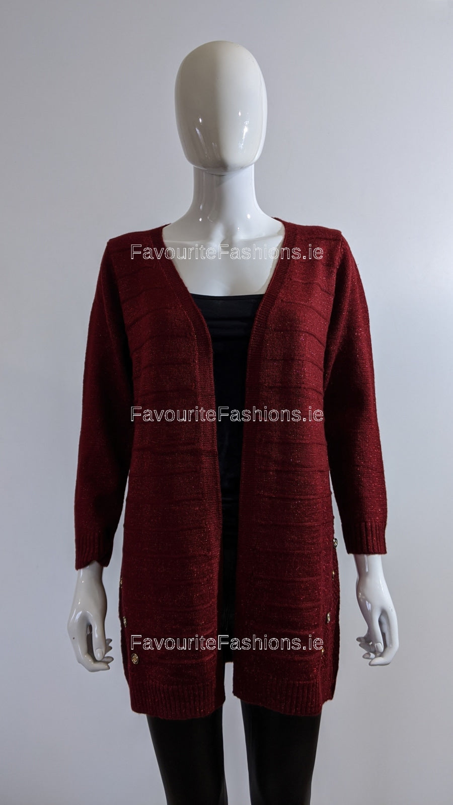 Wine Glitter Design Open Cardigan