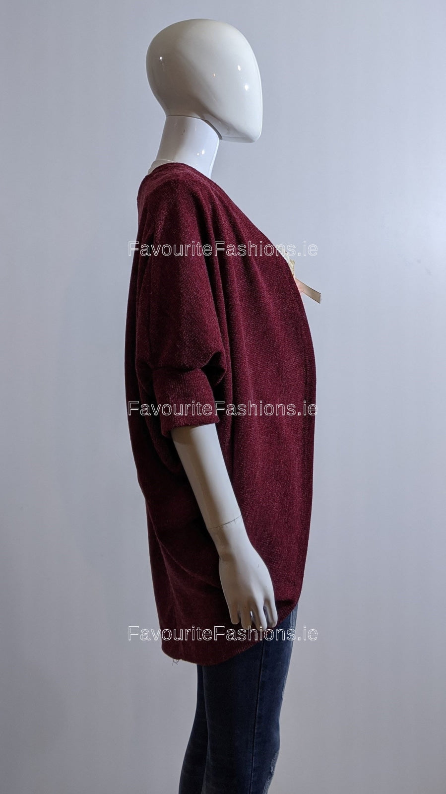 Wine Waterfall Loose Open Cardigan