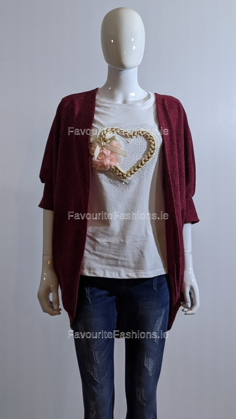 Wine Waterfall Loose Open Cardigan