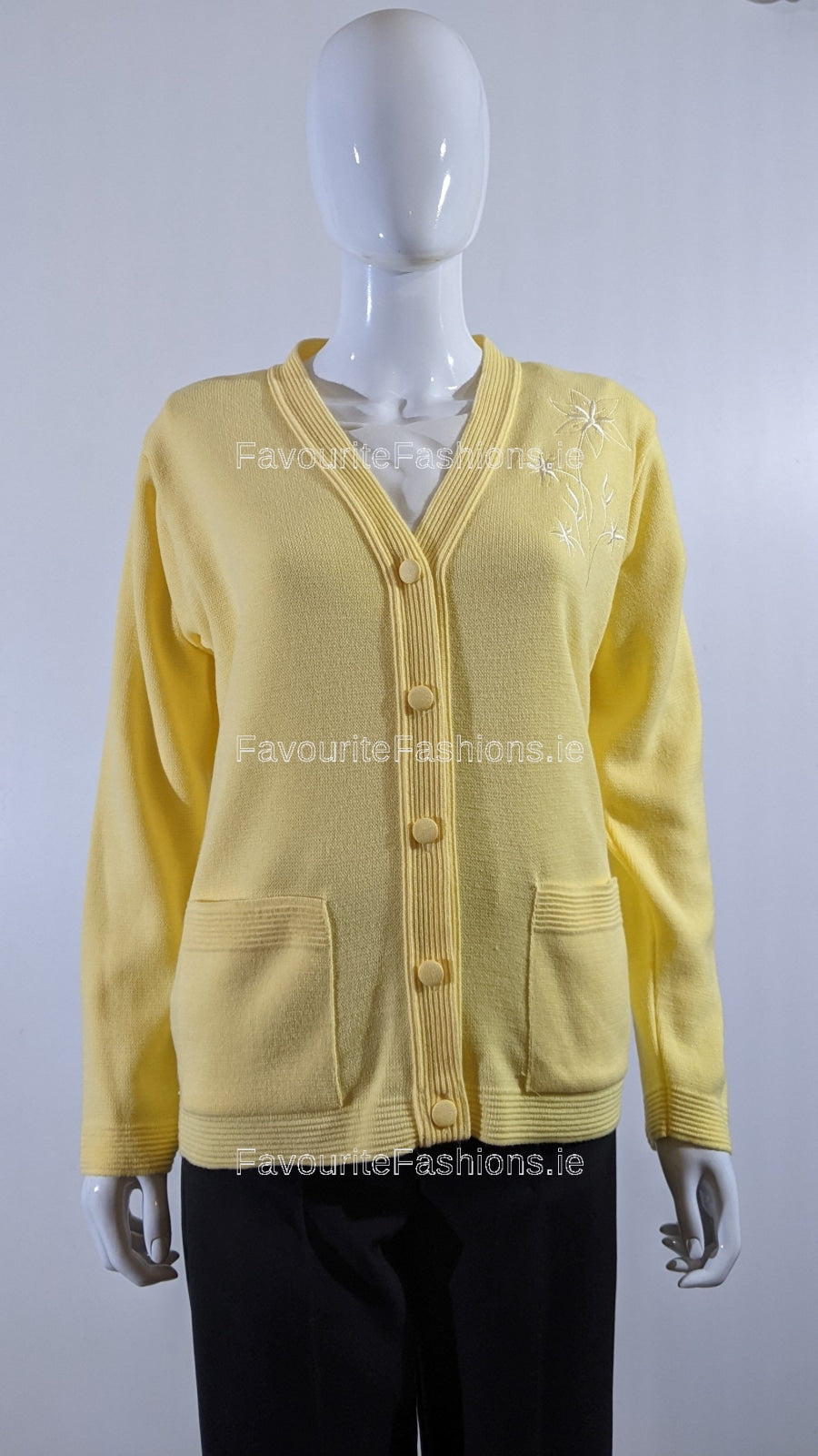 Yellow V-Neck Button Pocket Cardigan